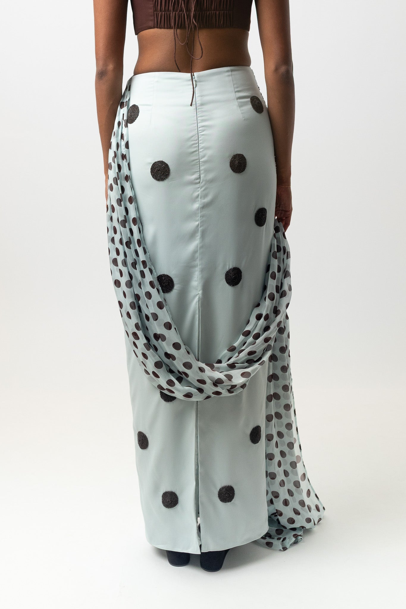 Spot Saree Skirt Sky