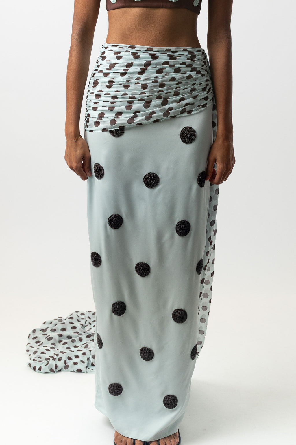 Spot Saree Skirt Sky