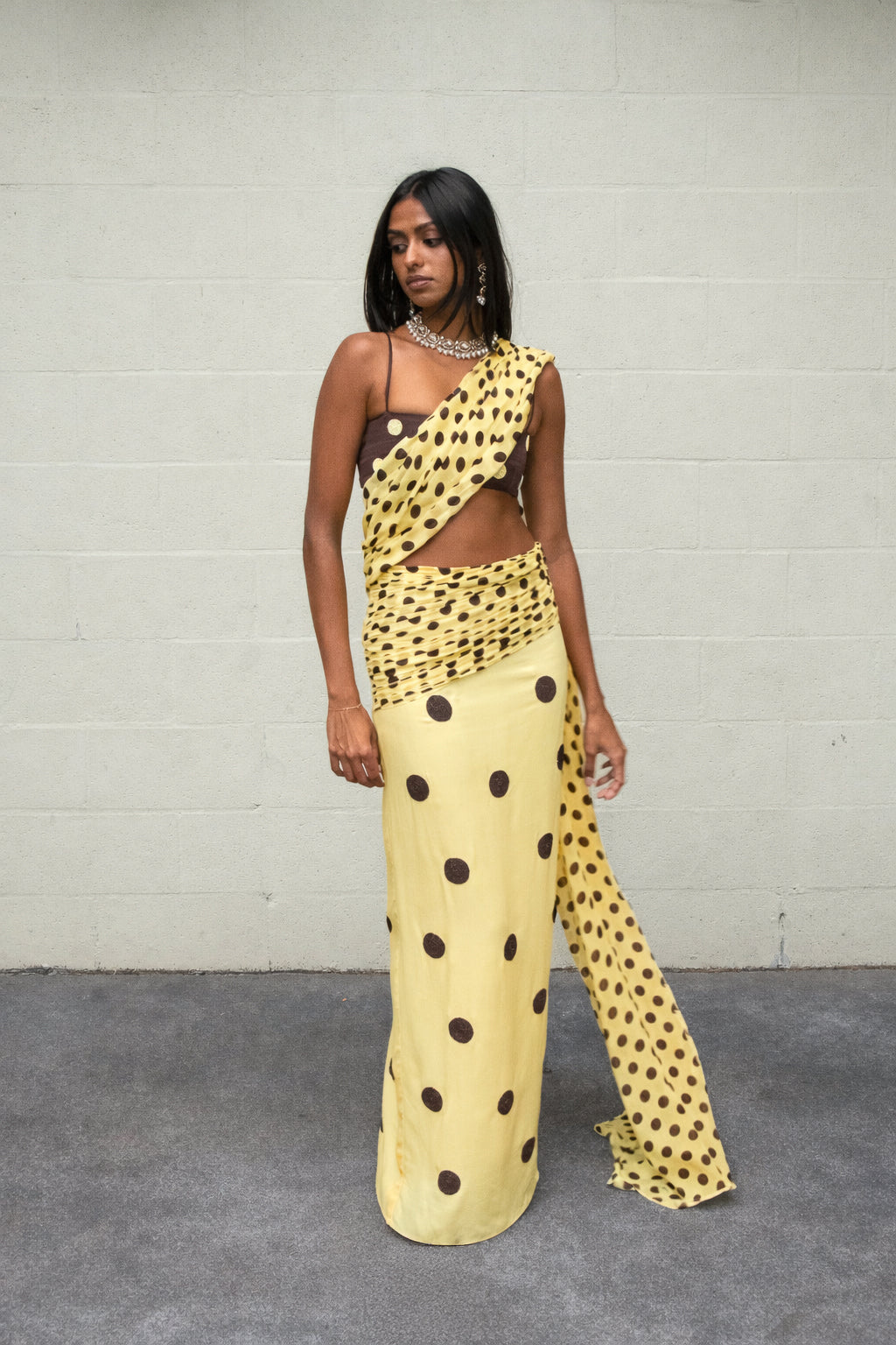 Spot Saree Skirt Butter